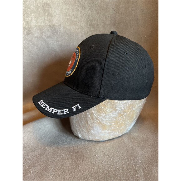 New United States Marine Corps Semper Fi Hat Cap Black Embroidered Adjustable - Picture 3 of 13
